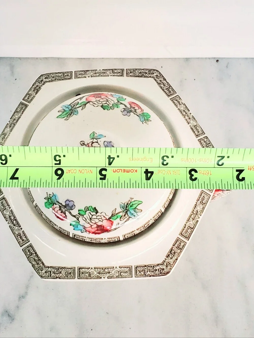 Vintage Floral Porcelain Teapot w/ Lid Asian Inspired English White Ceramic Gold